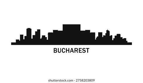 Bucharest City Skyline Silhouette Vector Romania Urban Cityscape Illustration