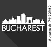 Bucharest Flat Icon Skyline Silhouette Design City Vector Art Famous Buildings.