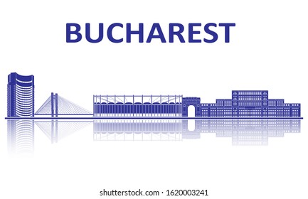Bucharest landmarks silhouette. European championship 2020.