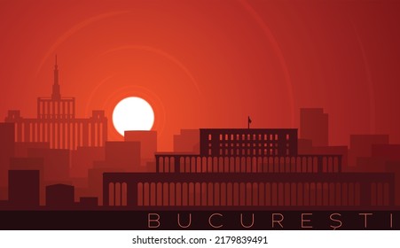 Bukarest Low Sun Skyline Scene
