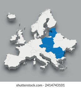 Bucarest Nueve localizaciones en Europa 3d mapa isométrico