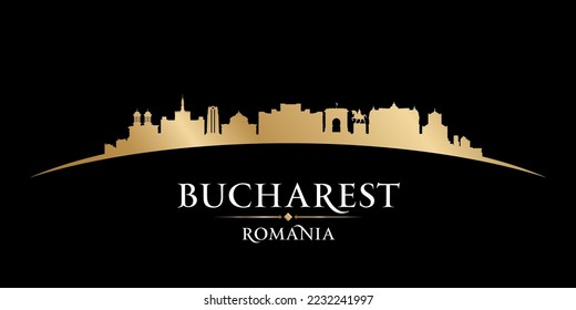 Bucharest Romania city skyline silhouette. Vector illustratio