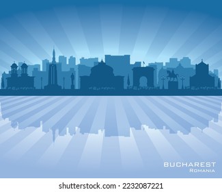 Bucharest Romania city skyline vector silhouette illustration
