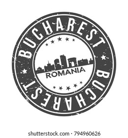 Bucharest Romania Europe Stamp Logo Icon Symbol Design Skyline City