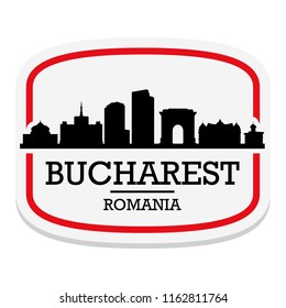 Bucharest Romania Label Stamp Icon Skyline City Design Tourism