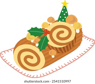 Buche de Noel, um bolo de Natal.
Eu desenhei um Buche de Noel, um bolo de Natal com um motivo tortuoso.