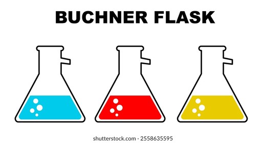 Buchner flask doodle clip art icon illustration. Buchner Flask cartoon style. Science research things or laboratory things for education. Glassware flat illustration