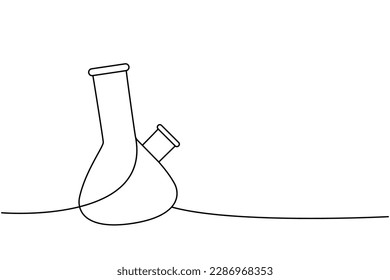 Barniz parpadear un plano de línea continua. Ilustración continua de una línea de equipos de vidrio de laboratorio. Ilustración lineal minimalista del vector.