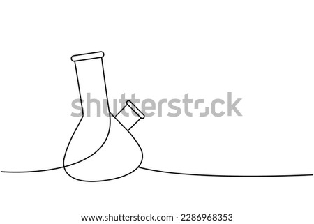 Buchner flask one line continuous drawing. Laboratory glass equipment continuous one line illustration. Vector minimalist linear illustration.