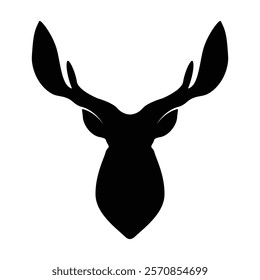 Buck with Antlers Silhouette, Hunting Clipart Illustration, Impressive Antlers of a Deer