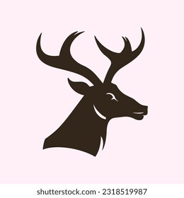 Buck deer head logo. Hunting symbol. Wild majestic animal, zoo, hipster style, . Colored style. Flat design. Vector illustration.