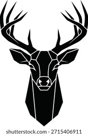 Ilustração do vetor da silhueta da cabeça do veado de Buck com galhadas para troféus de caça da vida selvagem e logotipos da natureza ao ar livre.