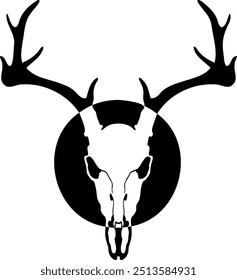 Buck deer skull with antlers. Deer skull illustration vector