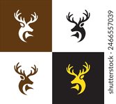 Buck, Deer,hart head with antlers Logo, Vector illustration design, Great for your Hunting Logo, Decal Stickers.