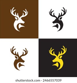 Buck, ciervo, cabeza de corazón con cornamenta Logo, diseño de Ilustración vectorial, ideal para su logotipo de caza, pegatinas de calcomanía.