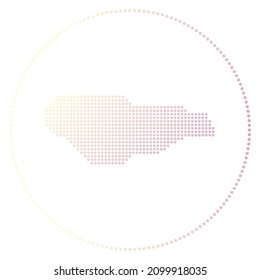 Buck Island Reef digital badge. Dotted style map of Buck Island Reef in circle. Tech icon with gradiented dots. Amazing vector illustration.