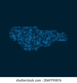 Buck Island Reef dotted glowing map. Shape of the island with blue bright bulbs. Vector illustration.