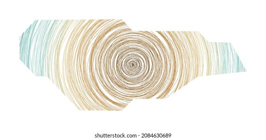 Buck Island Reef Karte gefüllt mit konzentrischen Kreisen. Der Skizzenstil kreist in Form der Insel. Vektorgrafik.
