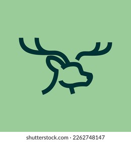 buck logo. simple deer line icon logo vector design, modern logo pictogram design of abstract outline reindeer