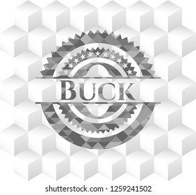 Buck realistic grey emblem with cube white background