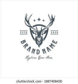 Buck Stag Antler Deer Elk Logo Design Vector Image