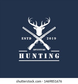 Buck Stag Deer Antler Hunting logo design inspiration