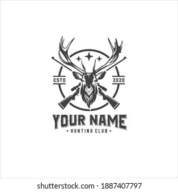 Buck Stag Deer Reindeer Elk Antler Hunting Logo Design Vector Image