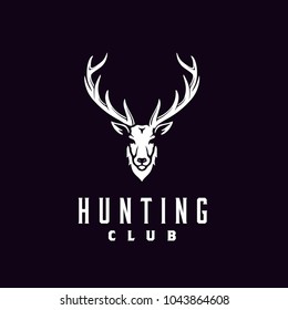 Buck Stag Hart Deer Reindeer Elk Antler Head Hunting Logo Design Vector