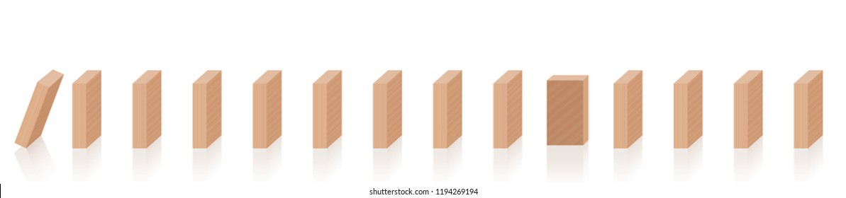 Buck the system. One domino piece is put cross and resists by blocking the chain reaction. Symbol for firmness, strength, steadfastness, refusal, resistance or imperturbability.