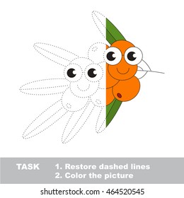 Buck thorn branch in vector to be traced. Restore dashed line and color the picture. Visual game for children. Easy educational kid gaming. Simple level of difficulty. Worksheet for kids education.