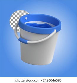 Bucket in 3d illustration of Bathroom theme