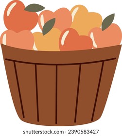 Bucket With Apples Vector Illustration