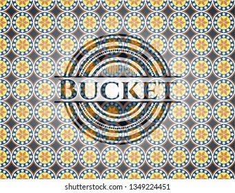 Bucket arabic badge background. Arabesque decoration.