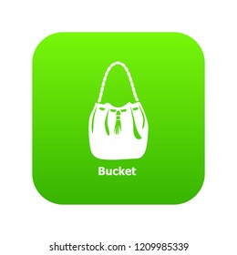 Bucket bag icon green vector isolated on white background