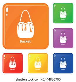 Bucket bag icons set collection vector 6 color isolated on white background