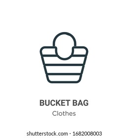 Bucket bag outline vector icon. Thin line black bucket bag icon, flat vector simple element illustration from editable clothes concept isolated stroke on white background