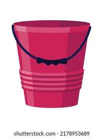 Bucket. Bail vector cartoon icon or pail with handle. Plastic household equipment. Cleaning container