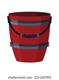 Bucket. Bail vector cartoon icon or pail with handle. Plastic household equipment. Cleaning container