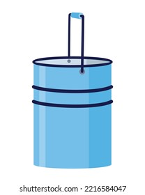 Bucket. Bail vector cartoon icon or pail with handle. Plastic household equipment. Cleaning container