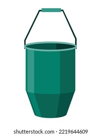 Bucket. Bail vector cartoon icon or pail with handle. Plastic household equipment. Cleaning container