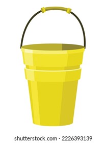 Bucket. Bail vector cartoon icon or pail with handle. Plastic household equipment. Cleaning container