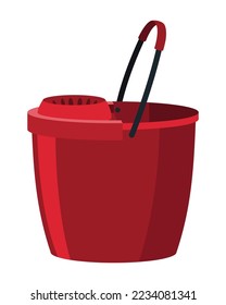 Bucket. Bail vector cartoon icon or pail with handle. Plastic household equipment. Cleaning container