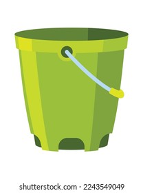 Bucket. Bail vector cartoon icon or pail with handle. Plastic household equipment. Cleaning container