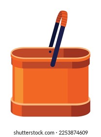 Bucket. Bail vector cartoon icon or pail with handle. Plastic household equipment. Cleaning container