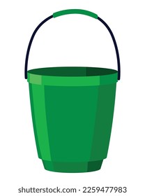 Bucket. Bail vector cartoon icon or pail with handle. Plastic household equipment. Cleaning container