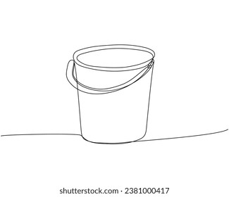 Bucket, basin, construction, cleaning one line art. Continuous line drawing of repair, professional, hand, people, concept, support, maintenance.