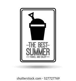 bucket beach card best summer travel and enjoy vector illustration eps 10