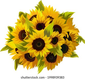 cubo de hermoso vector girasol para objeto y fondo