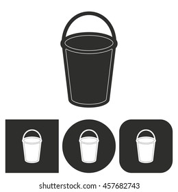 Bucket - black and white icons. Vector illustration.