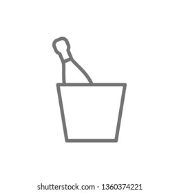Bucket with bottle line icon.